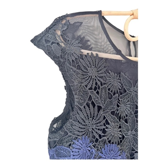 Deletta Garden Guise Mesh and Lace Top Blouse Black & Navy Occasion Top NEW - Picture 13 of 16